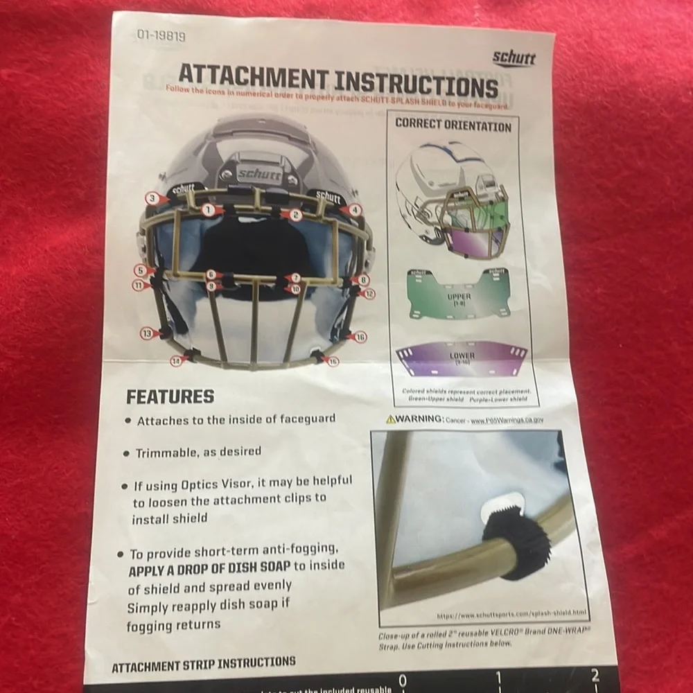 Schutt Upper and Lower Helmet Splash Shield